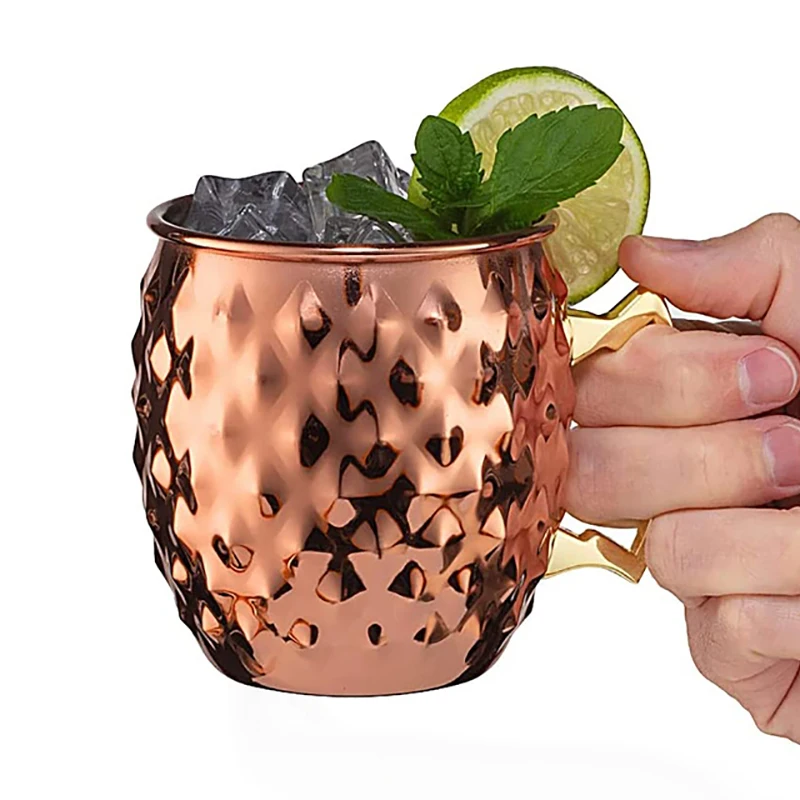 Stainless Steel Diamond Hammered Moscow Mule Mug Drum-Type Beer Cup Coffee Cup Water Glass Drinkware