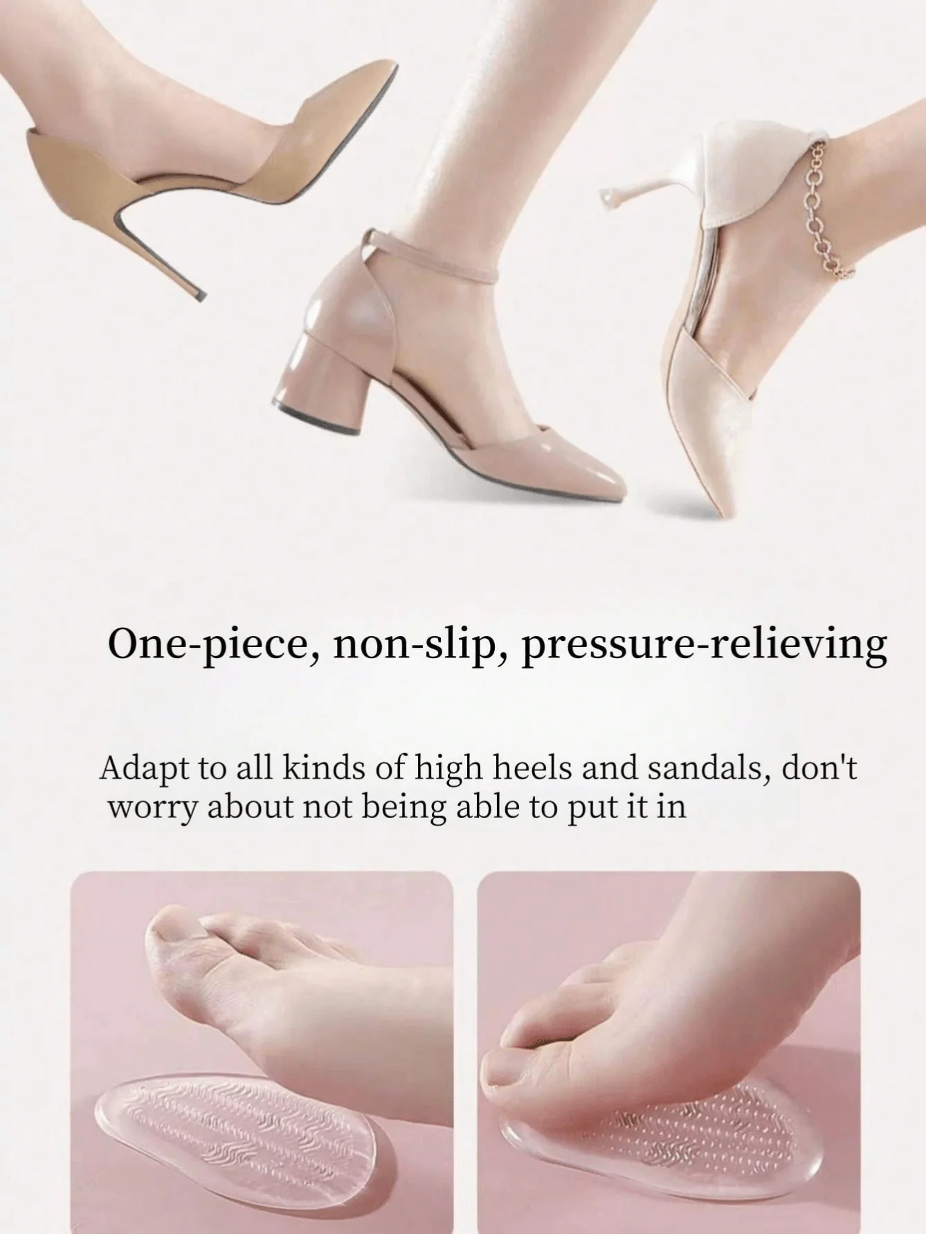 1 paio di cuscinetti per inserti per l'avampiede per scarpe da donna antiscivolo sollievo dal dolore al piede in silicone per sandali con tacco alto solette per scarpe in gel