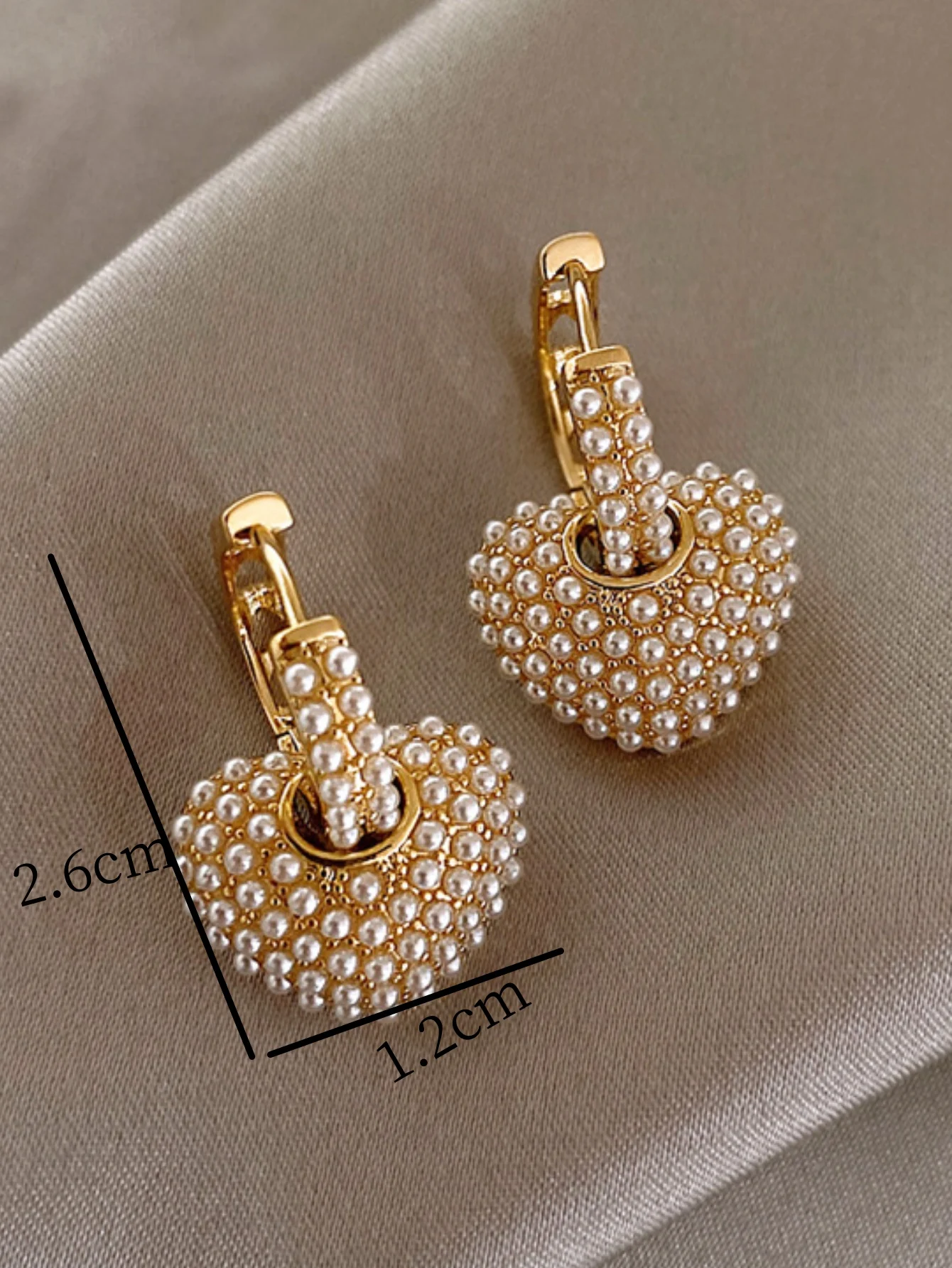 2pcs retro fashion peach heart studded with pearl women's earrings for daily dating accessories image 4