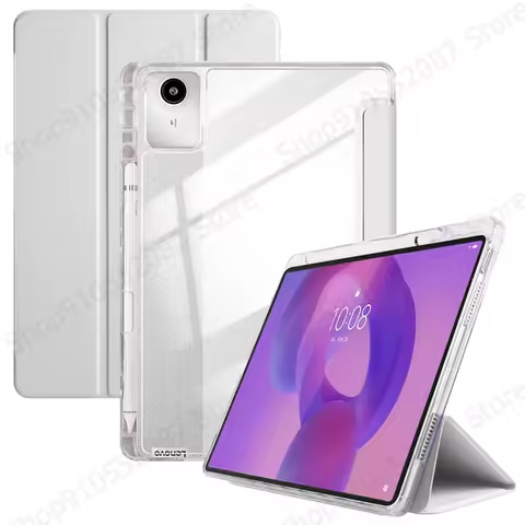 For Lenovo Idea Tab 11 Case with Pen Holder Trifold Leather Acrylic Clear Back Hard Cover For Idea Tab 11 tb336fu tb336zu Case