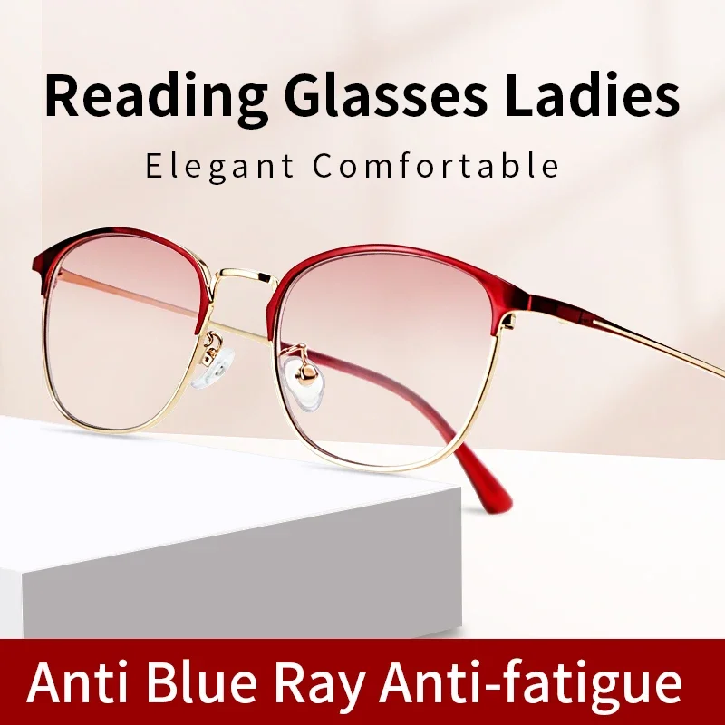 Blue Light Blocking Reading Glasses for Stylish Metal Frame Readers  Anti Glare UV Filter Eyeg Ladies Tinted Eyeglasses