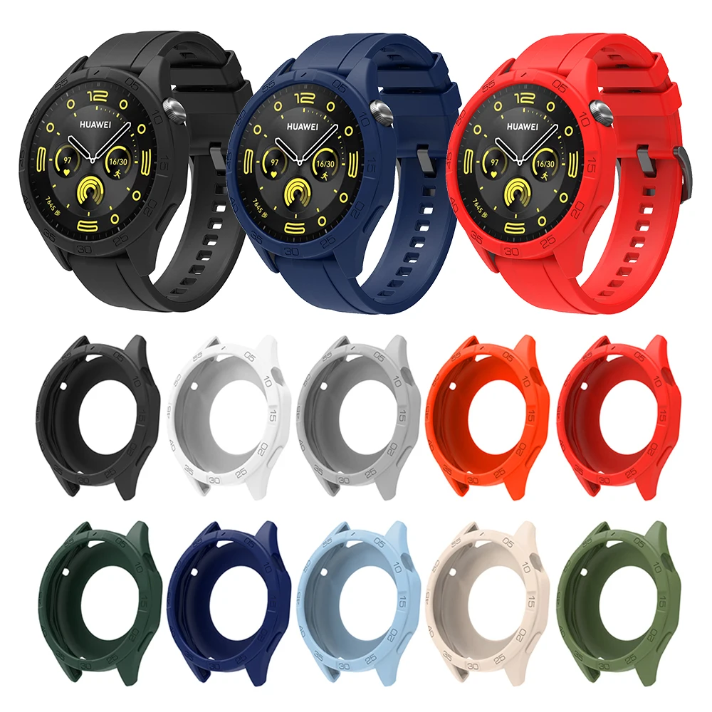 Silicone Strap For Huawei Watch GT4 GT5 GT6 46mm Replacement Watch Band + Protective Case Shell
