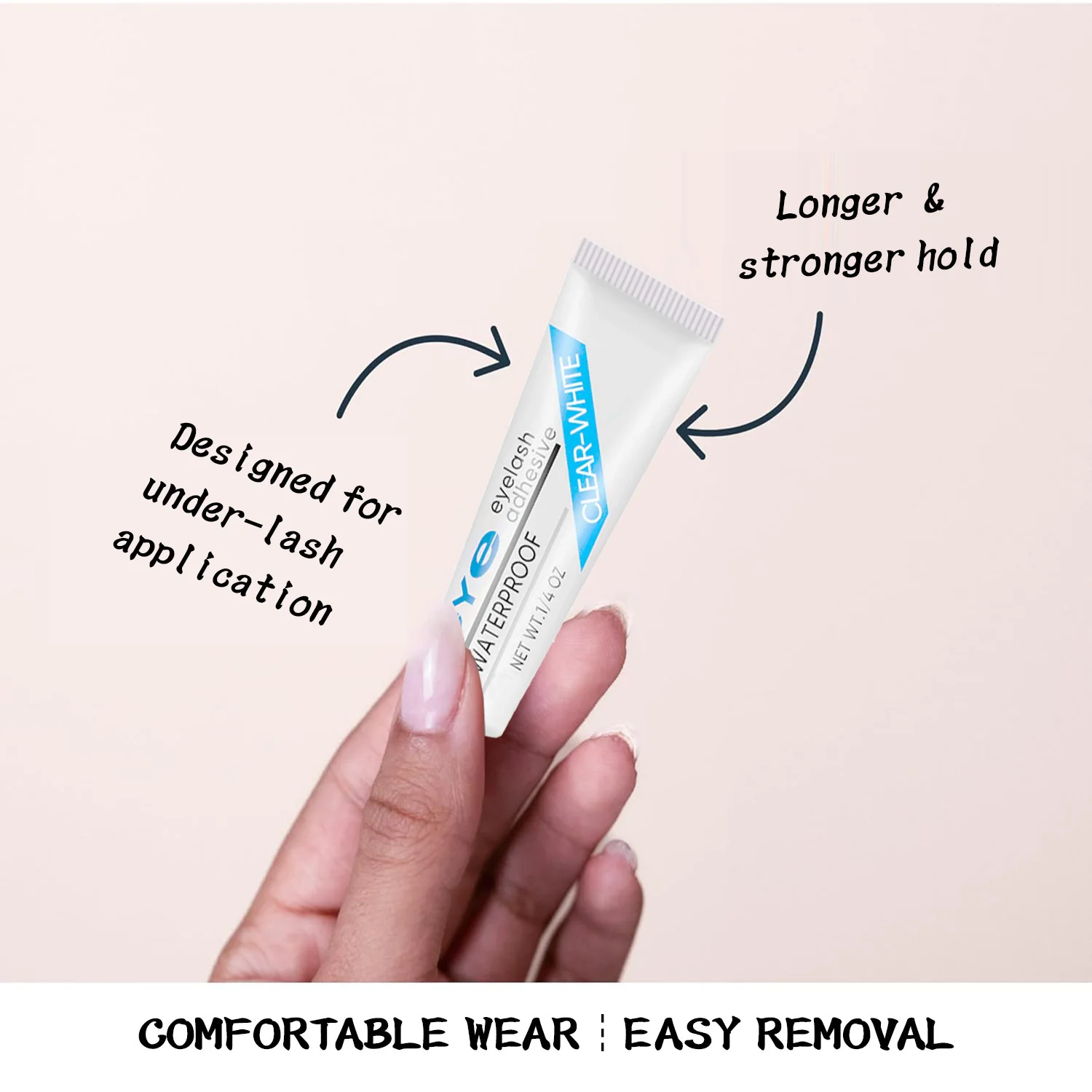 Colle à cils imperméable pour une tenue forte, colle transparente professionnelle à séchage rapide, hypoallergénique et durable adaptée aux yeux sensibles