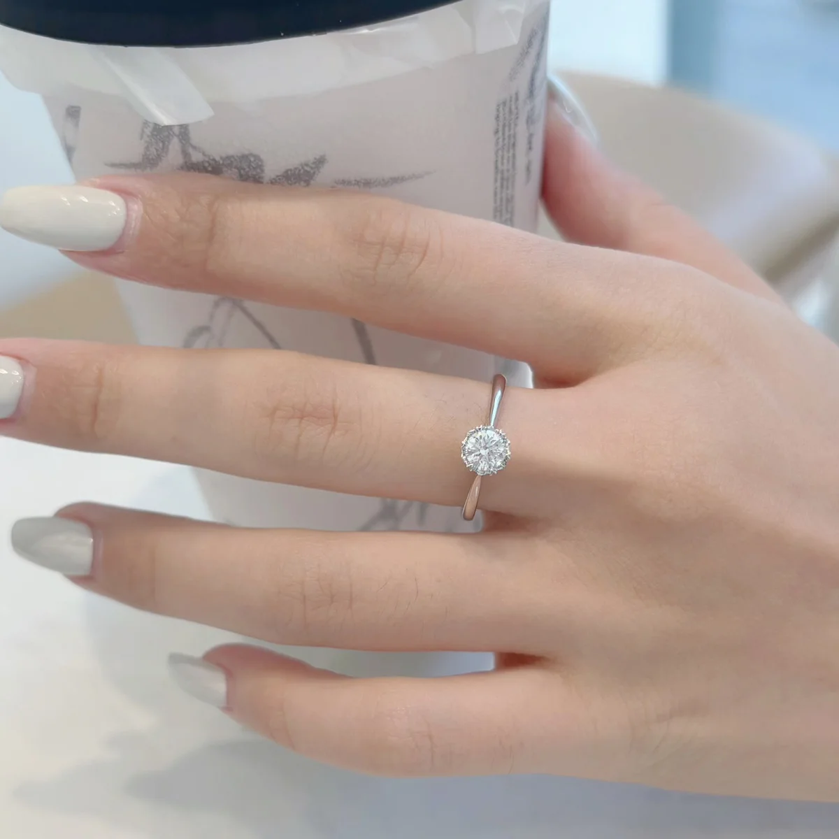 على شكل قلب ستة مخالب مختبر نمت خاتم الماس 18 قيراط الذهب الأبيض مجموع 0.5ct/1.03ct قطع مستديرة مختبر الماس خاتم الخطوبة