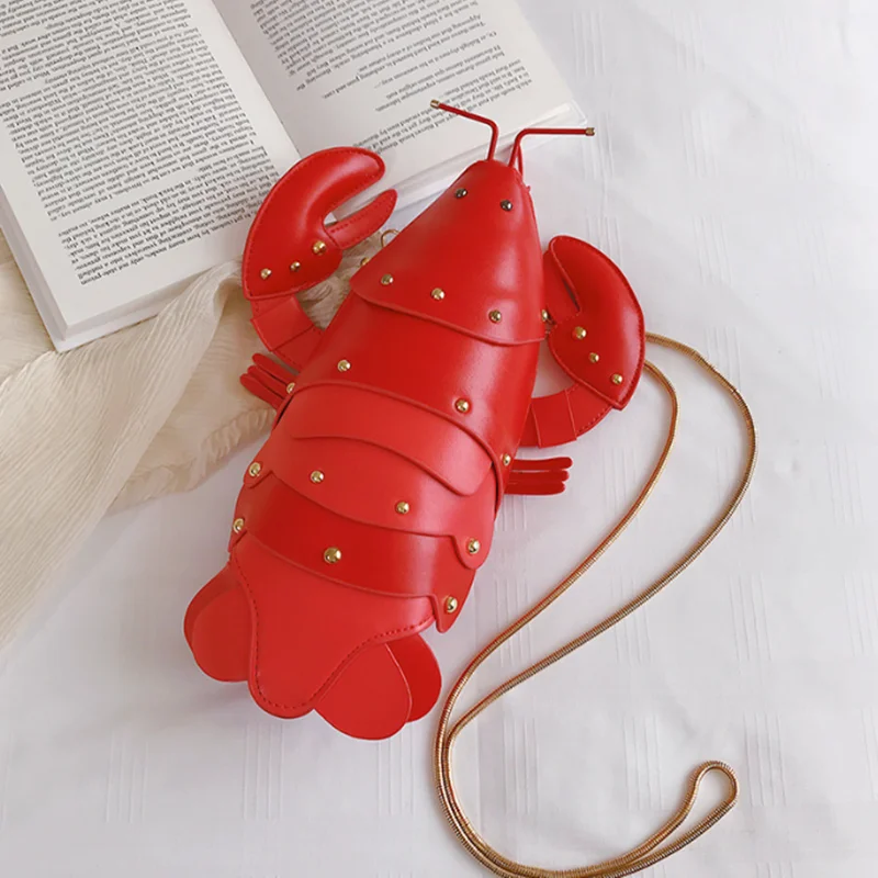 

2025 Cute Fashion Lobster Style Crossbody Mini Bag Pu Leather Girl's Chain Purses and Handbags Women Shoulder Bag Clutch Bag