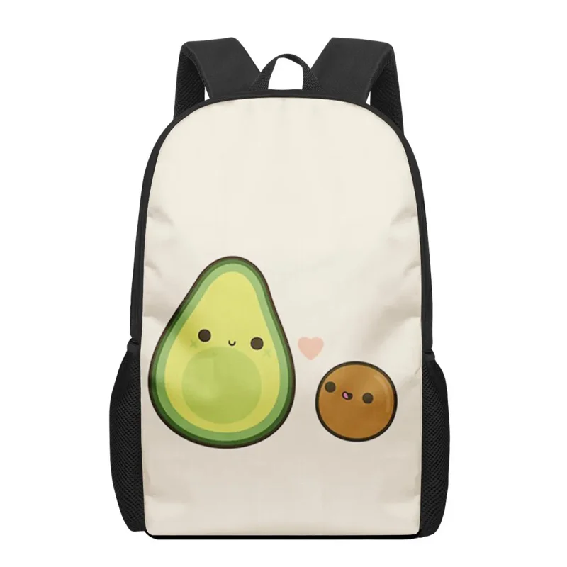 Cartoon Cute Avocado Print Boys Girls School Bag Students Book Bag Teenager Casual Storage Backpacks Woman Men Travel Rucksacks