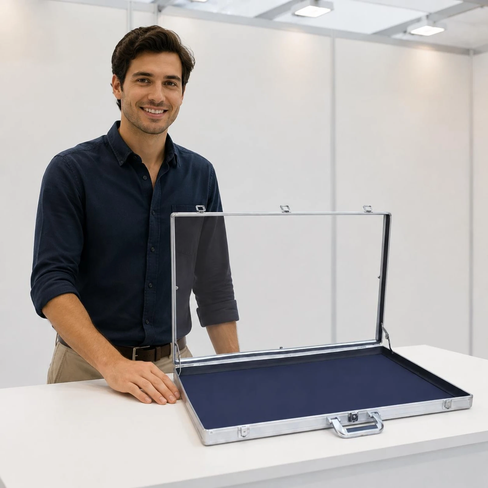 Portable Card Display Case Transparent Aluminum Acrylic Showcase Hinged Display Case for Sports Graded Cards Travel Collection