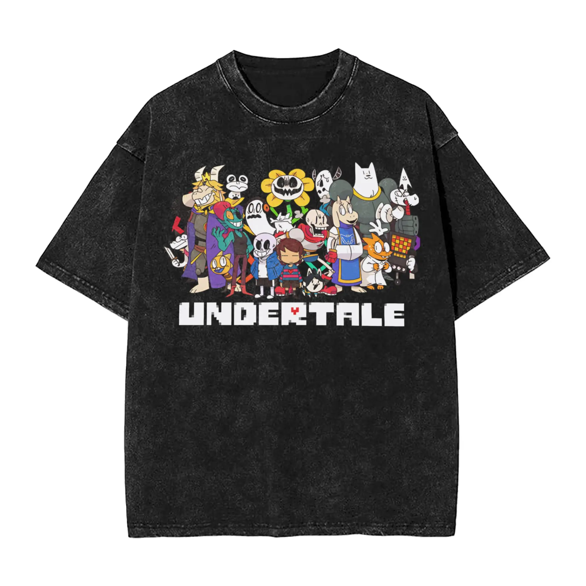 تي شيرت Undertales غير رسمي للرجال برقبة دائرية 100% قطن مغسول تي شيرت عائلي بأكمام قصيرة تي شيرت ملابس مطبوعة
