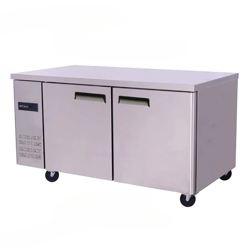 Air cooled refrigeration workbench 195L stainless steel double door platform freezer horizontal commercial kitchen