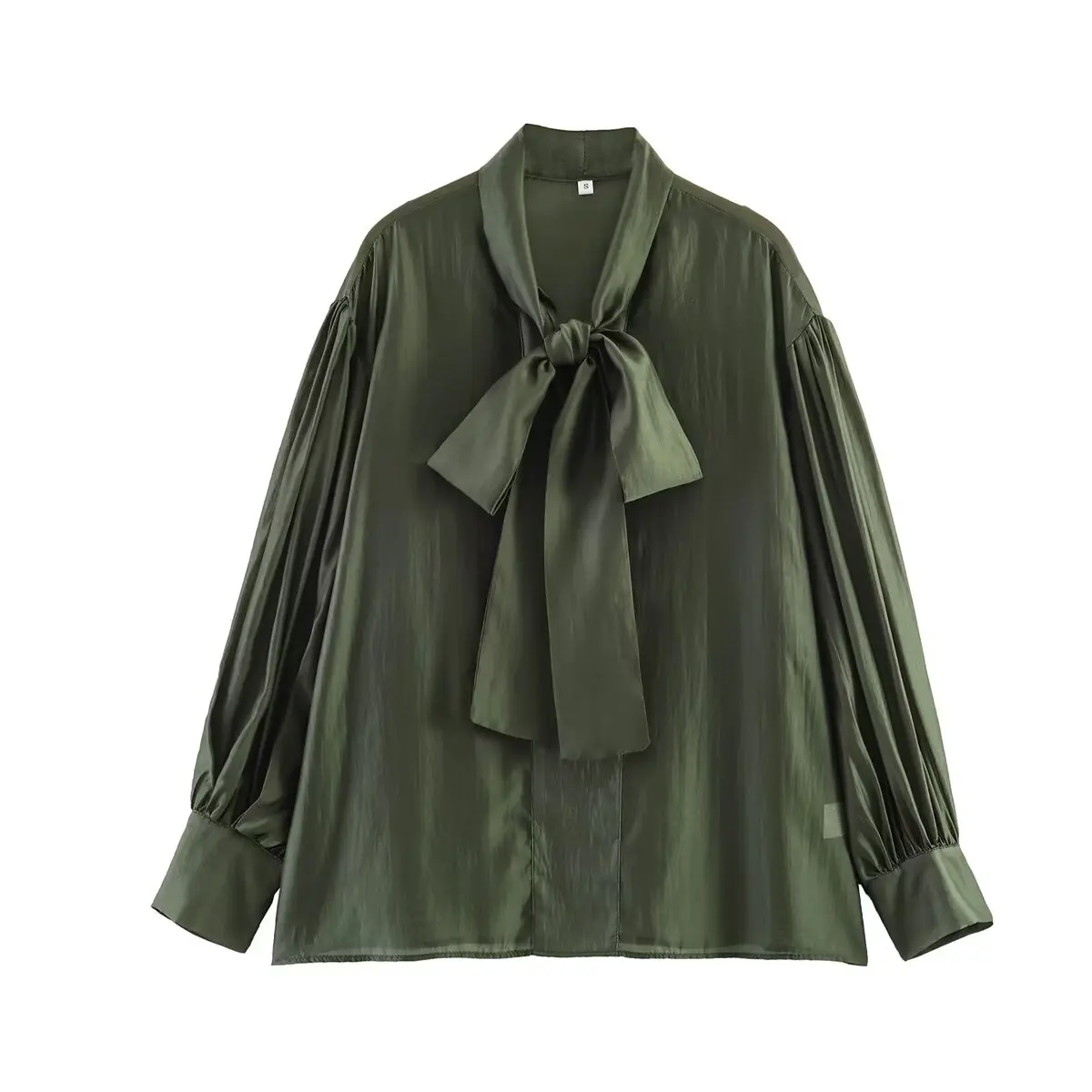 TFMLN Schicke Damen-Bluse mit Schleife, Eleganter Langarm-Pullover mit Schnürkragen, Vintage-Hemden, Einfarbige Damen-Oberteile im High-Street-Stil, Dünnes Top 2026 – Detail 6