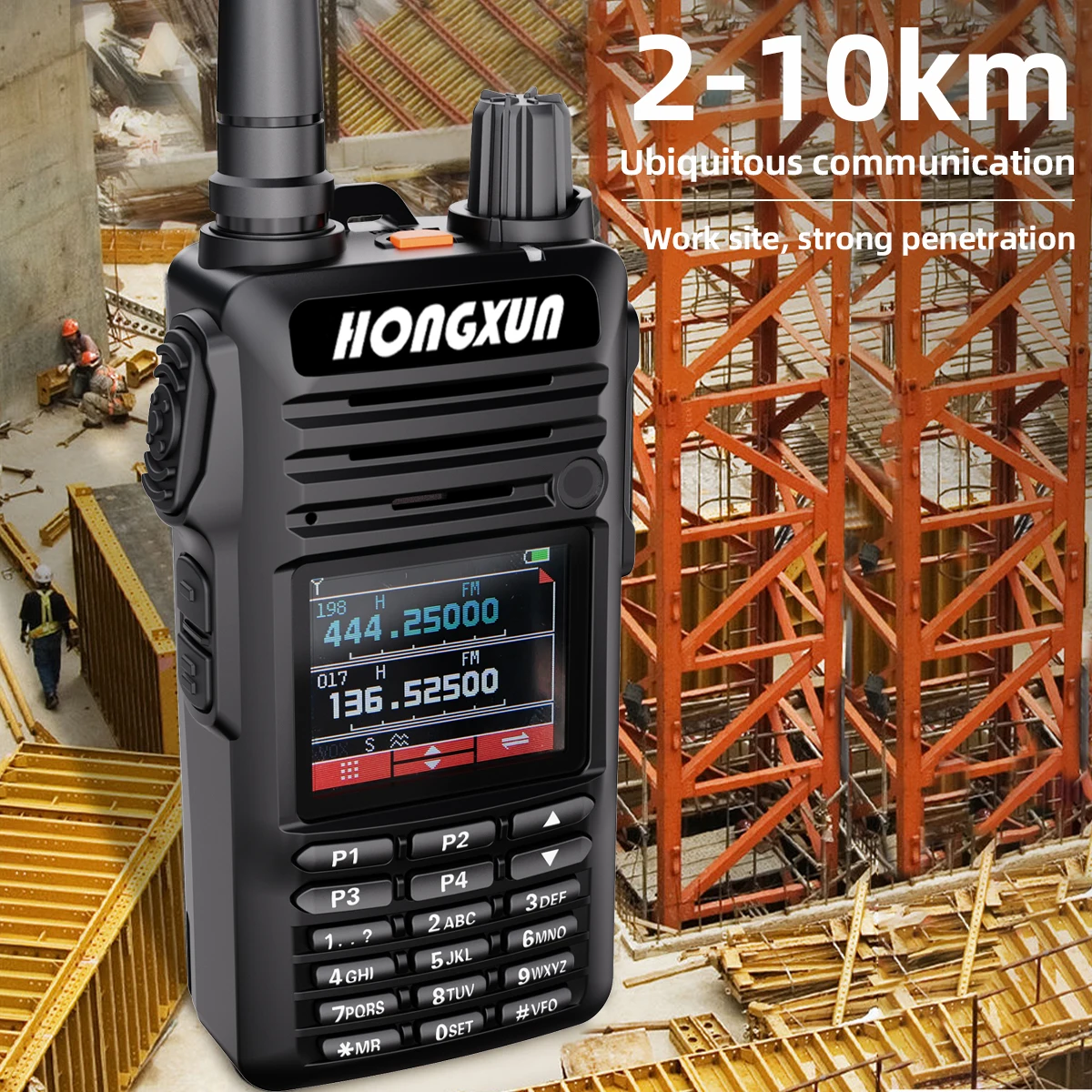 HONGXUN DP4600 Uhf Vhf يده 16 قناة لاسلكي تخاطب أفضل أجهزة الراديو التناظرية الصين 5 واط الناتج النسخة الإنجليزية PTT الهاتف