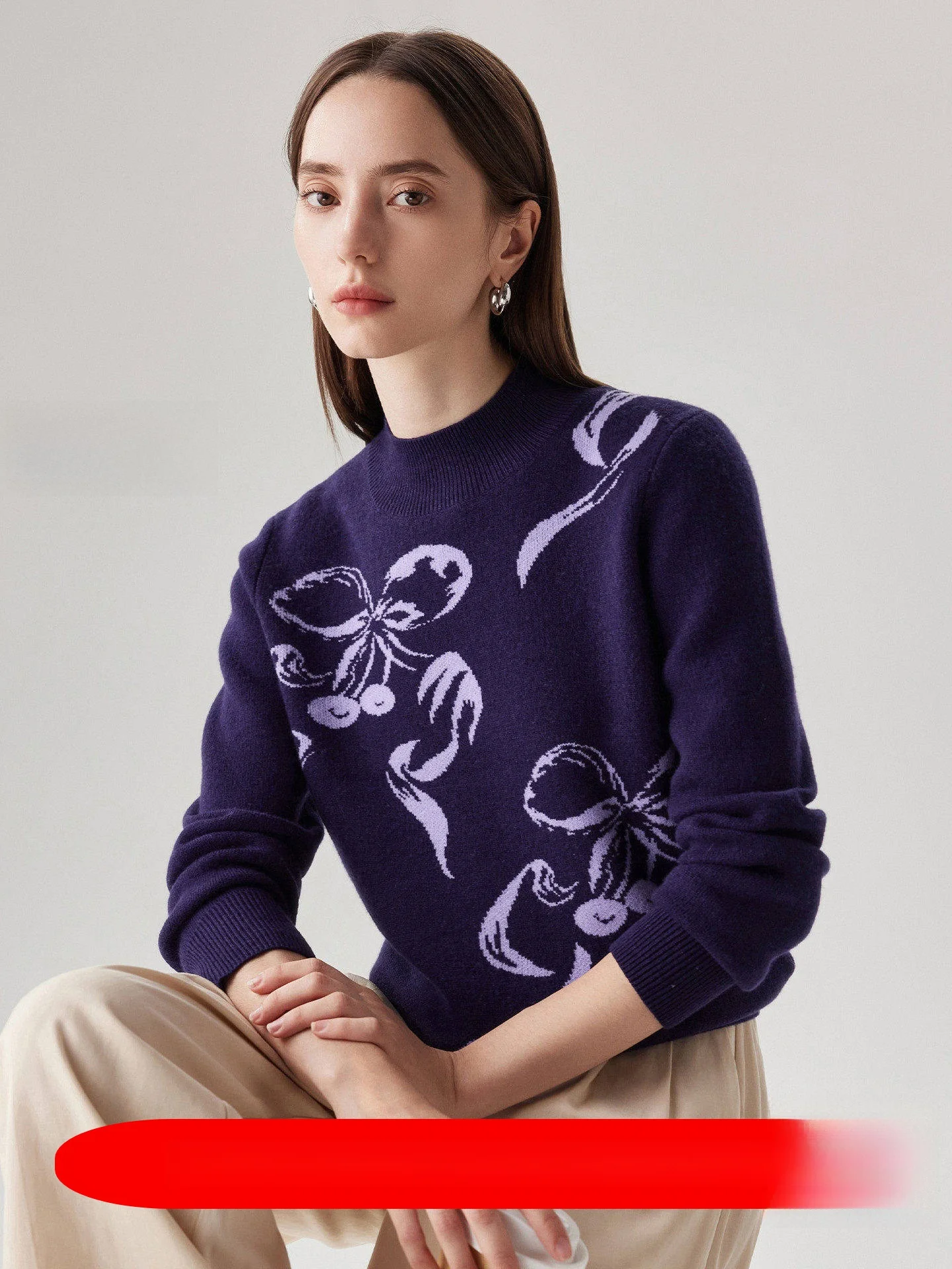 

Zhaojun Women's Knitted Wool Sweater Embroidery Thiened f High Collar Casual Sle Commute Faion Mid-Year