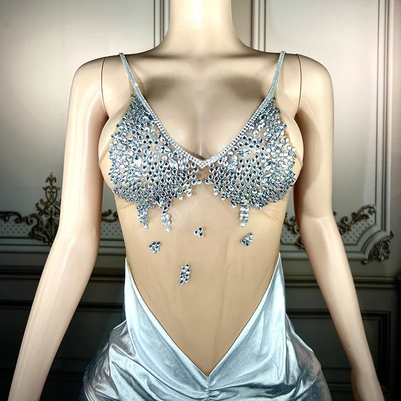 セクシーな魅力ラインストーンホルターカットアウトドレス誕生日祝うコスチュームフェスティバル衣装女性イブニングドレスクラブウェア XS55813633