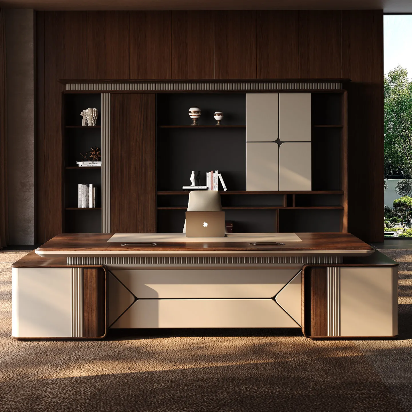 Minimalist Modern Executive Office Desk Luxury Wooden L Shaped Modular File Drawer CEO Manager Desk Aesthetic High-end Office