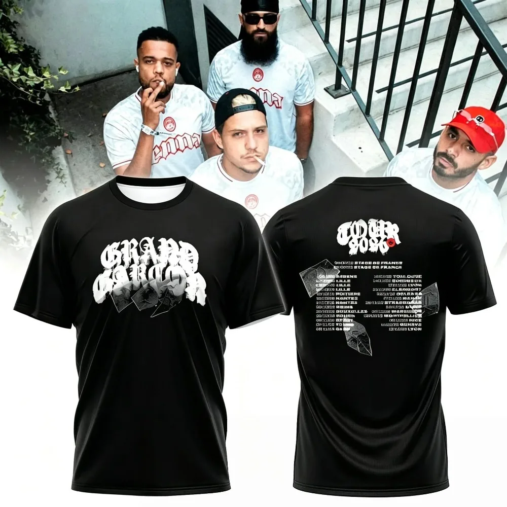 2026 Gothic Vintage Text Graphic T Shirt Front Back Print Unisex Short Sleeve Tour Date List Design Black Casual Sports Tee