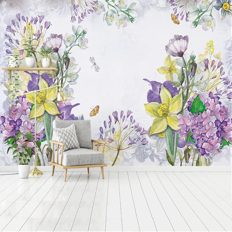 Custom Mural Wallpaper Modern Simple European Watercolor Flowers Living Room Bedroom Study Home Decor Classic Wall Papers 3 D