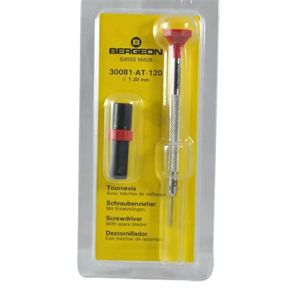 Bergeon 30081-AT Ergonomic Watchmaker\'s Screwdriver Entirely Stainless Steel With Spare Blades