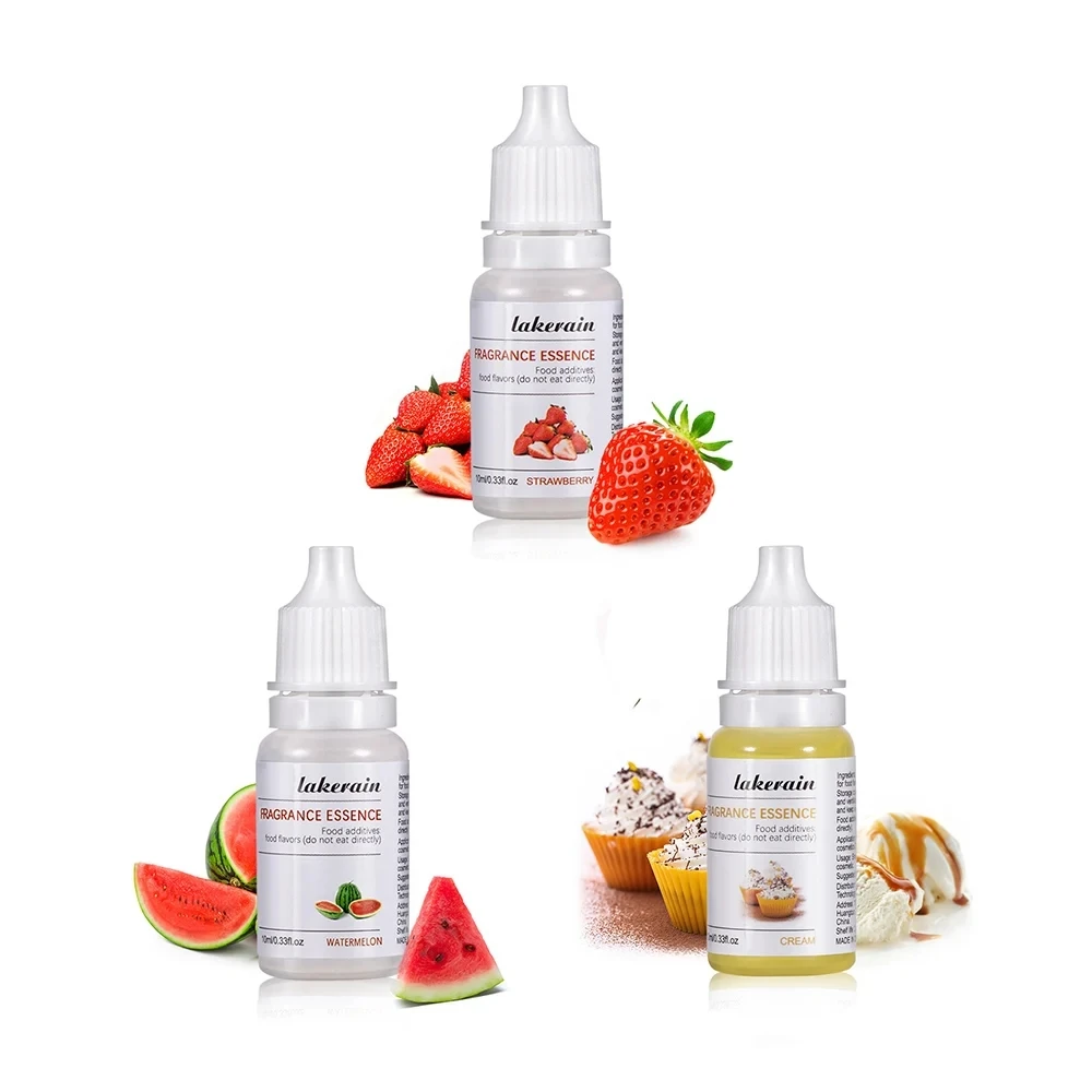 3 Bottles Fruit Fragrance Oil Diffuser Essential Oils Strawberry Flavoring Oil for Lip Gloss DIY Soap Making Lipgloss Fragrance