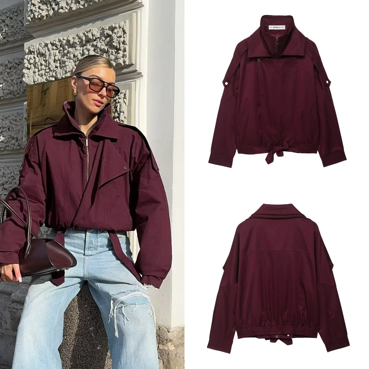 سترة صوفية عصرية بياقة مزدوجة وأكمام طويلة مفتوحة سترة نسائية كاجوال متعددة الاستخدامات للخريف وصلت حديثًا ملابس خارجية على الطراز الأوروبي