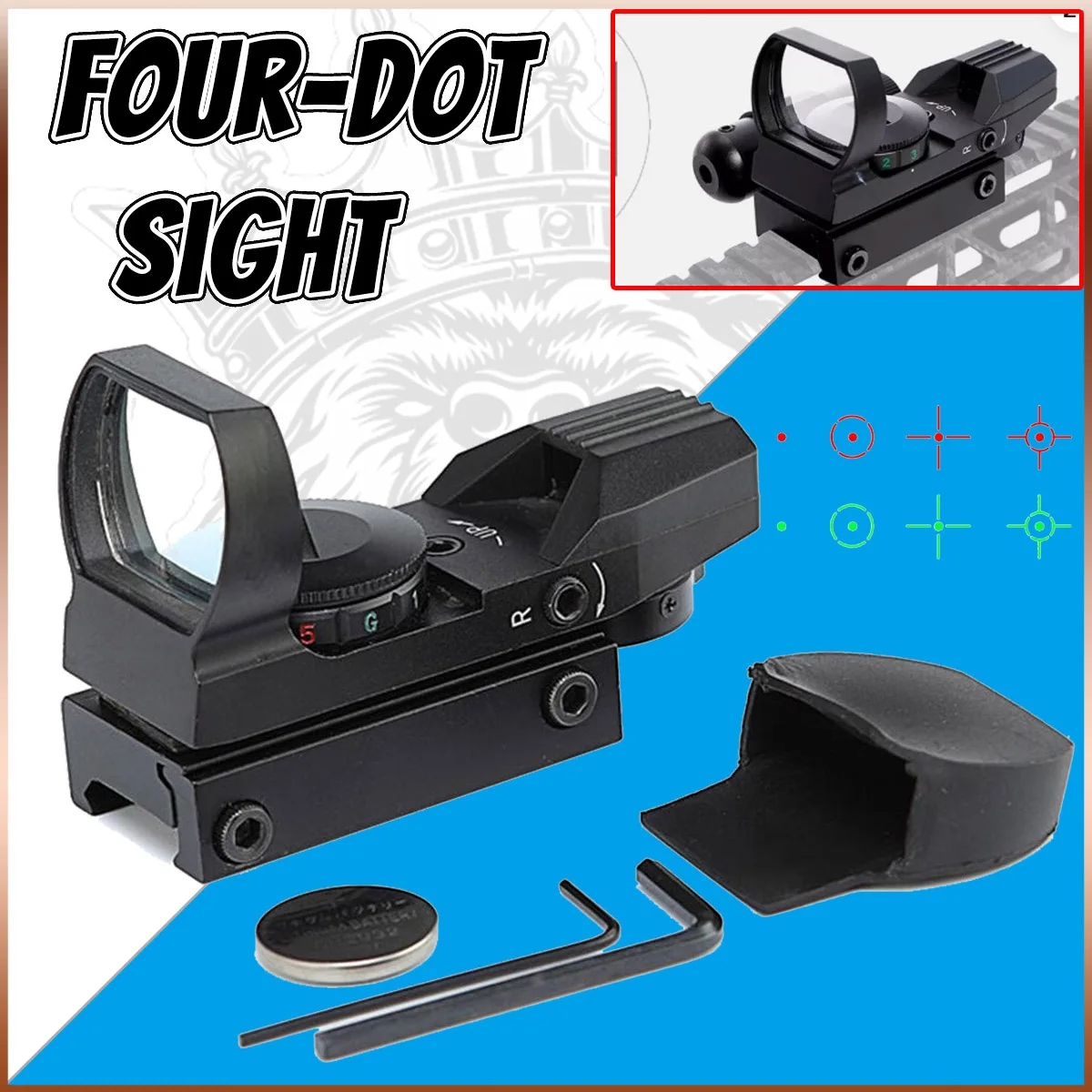 

1x22x33mm Red Dot Sight Hunting Optics Riflescope 4 Styles Reticles Red & Green Reflex Sight Scope for 11mm/20mm Rail Gun Scope