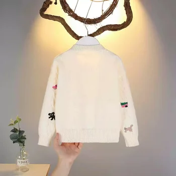 Girls' Knit Cardigan Jacket 4 Girls' Sweater Cardigan Jacket Spring and Autumn New Style Spring Girl Baby Spring Clothing Kidsren's Knitwear Top 4