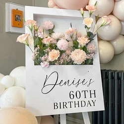 Personalized Flower Box Welcome Sign 52x40cm Custom Birthday Sign Mosaic Frame Flower Box for Birthday Wedding Baby Shower Decor