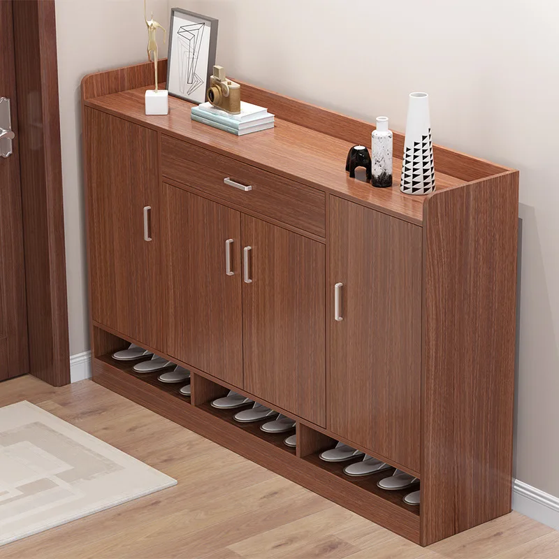

Solid Wood Shoe Cabinet with Ventilation Holes Handcrafted Oak Shoe Storage for Living Room/Hallway