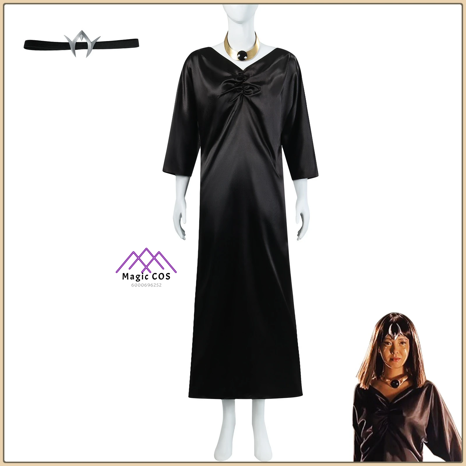 

Classic Film Character Camila Role Playing Classic Black Dress Set Gloves Full SetCosplay Costume for Halloween Party Suit