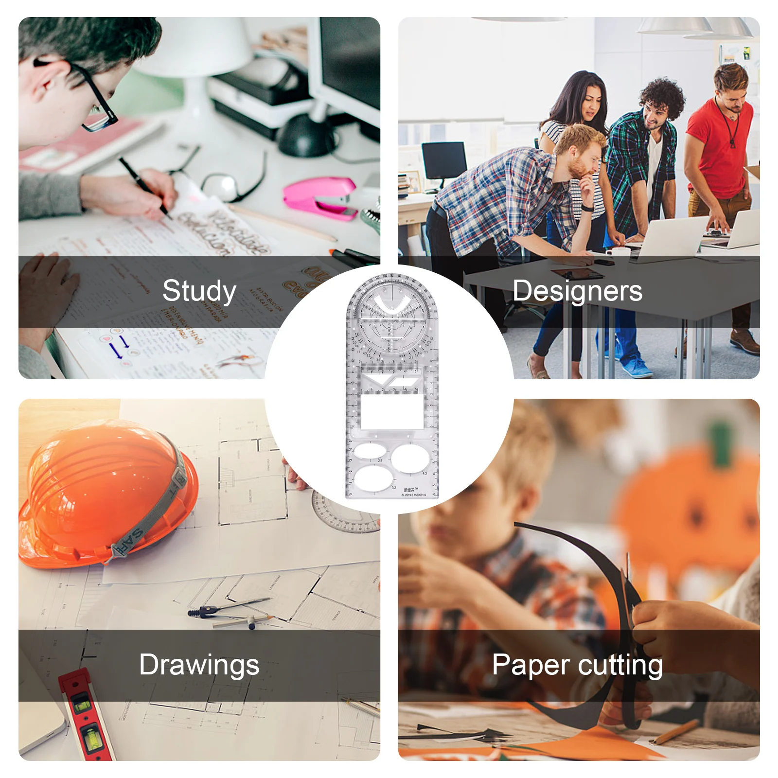 For School Office Architecture Supply Multifunctional Geometric Ruler Geometric Drawing Template Measuring Tool линейка школьная