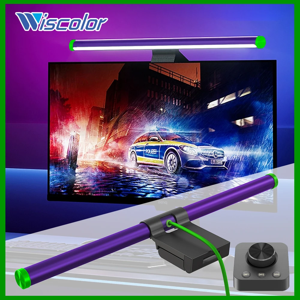 Wiscolor LED Masa Lambası Monitör Işık Çubuğu  Eye-Care Kademesiz Karartma Aydınlatma Masa Lambası Bilgisayar PC Monitörü Ekran Işık Çubuğu İş /