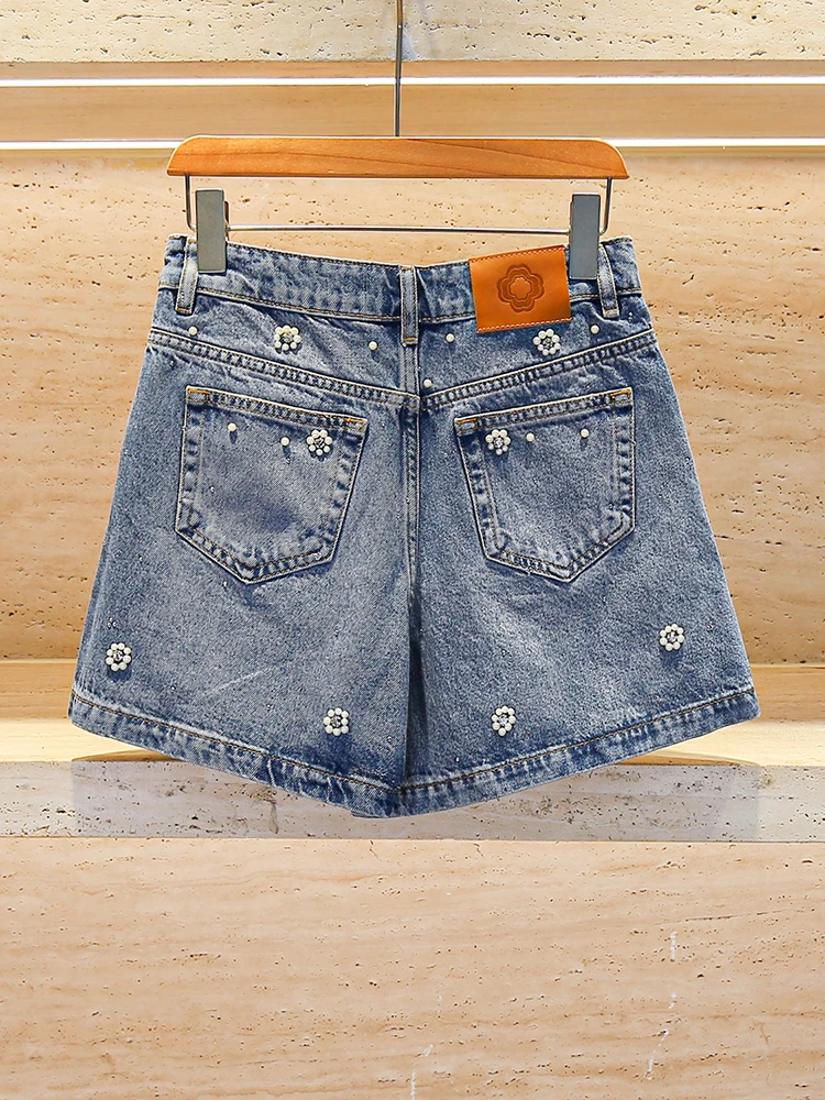 Taille haute polaire Denim orts M maison huile du sud haut de gamme femmes été conception Unique Sensation décontracté paillettes lumineuses