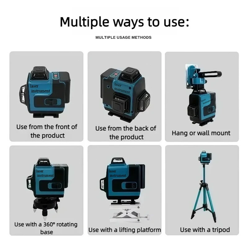 High-Precision Cordless Self-Leveling 360 Horizontal Vertical Green Light Laser Cross Portable Level Tool for Makita battery