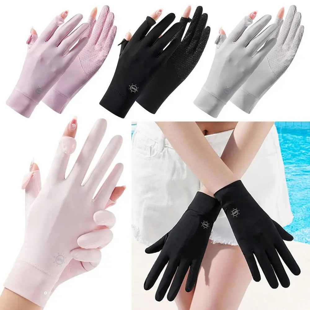 Sommer Eis Seide Sonnenschutz handschuhe Frauen Touchscreen-Handschuhe Anti-UV atmungsaktive rutsch feste Fahr handschuhe