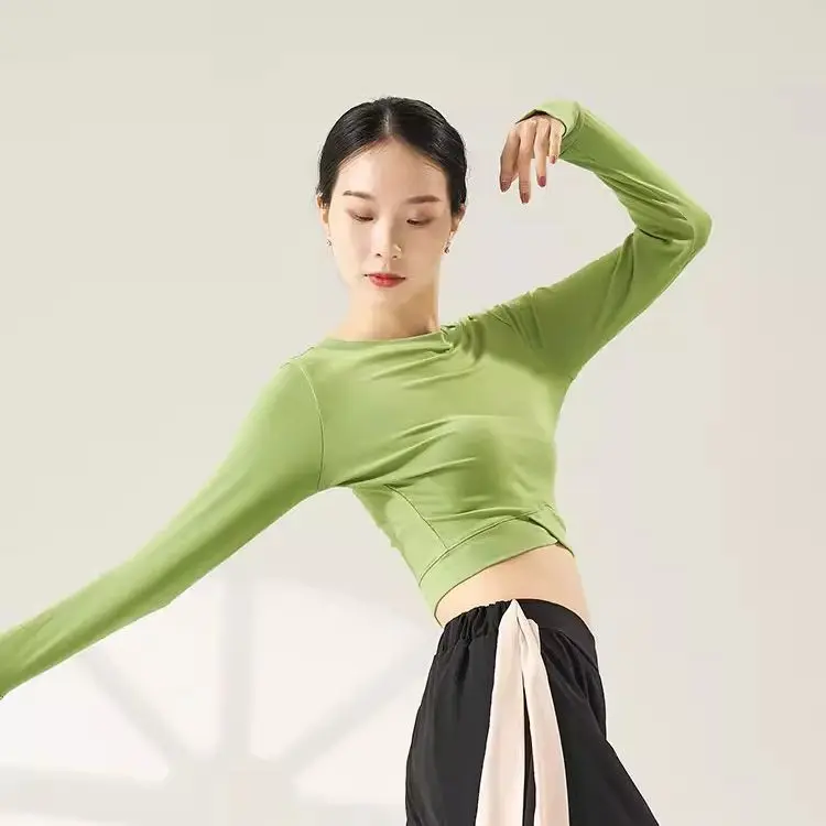 Tanzanzug, Übungsanzug, chinesischer Tanz, Herbst, elegant, locker, Chiffon, weites Bein, Hose, klassischer Tanzanzug, modern