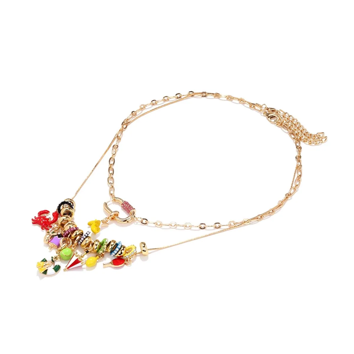 European and American style, exaggerated features, street photography, design collection, crab-shaped swimming ring necklace