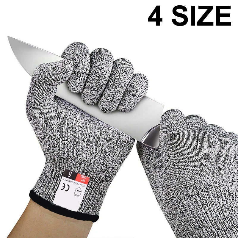 1 Pairs HPPE Level 5 Safety Anti Cut Resistant Gloves High-strength Industry Kitchen Gardening Anti-Scratch Anti-cut Glass Cutti