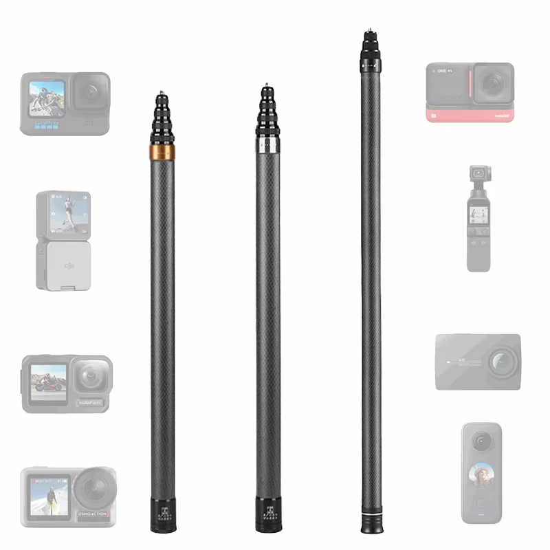 

3M карбоновая селфи-палка для GoPro Hero 13 12 11 10 9 / DJI Action 6 5pro 4 3 Insta360 X5 X4 X3 / аксессуары для DSLR-камер