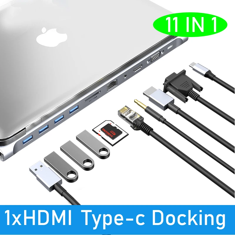 Imagem -02 - Hdmi 4k 30hz para Macbook Pro Air hd Mac Mini m1 Acessórios Usb tipo c Hub Laptop Docking Station