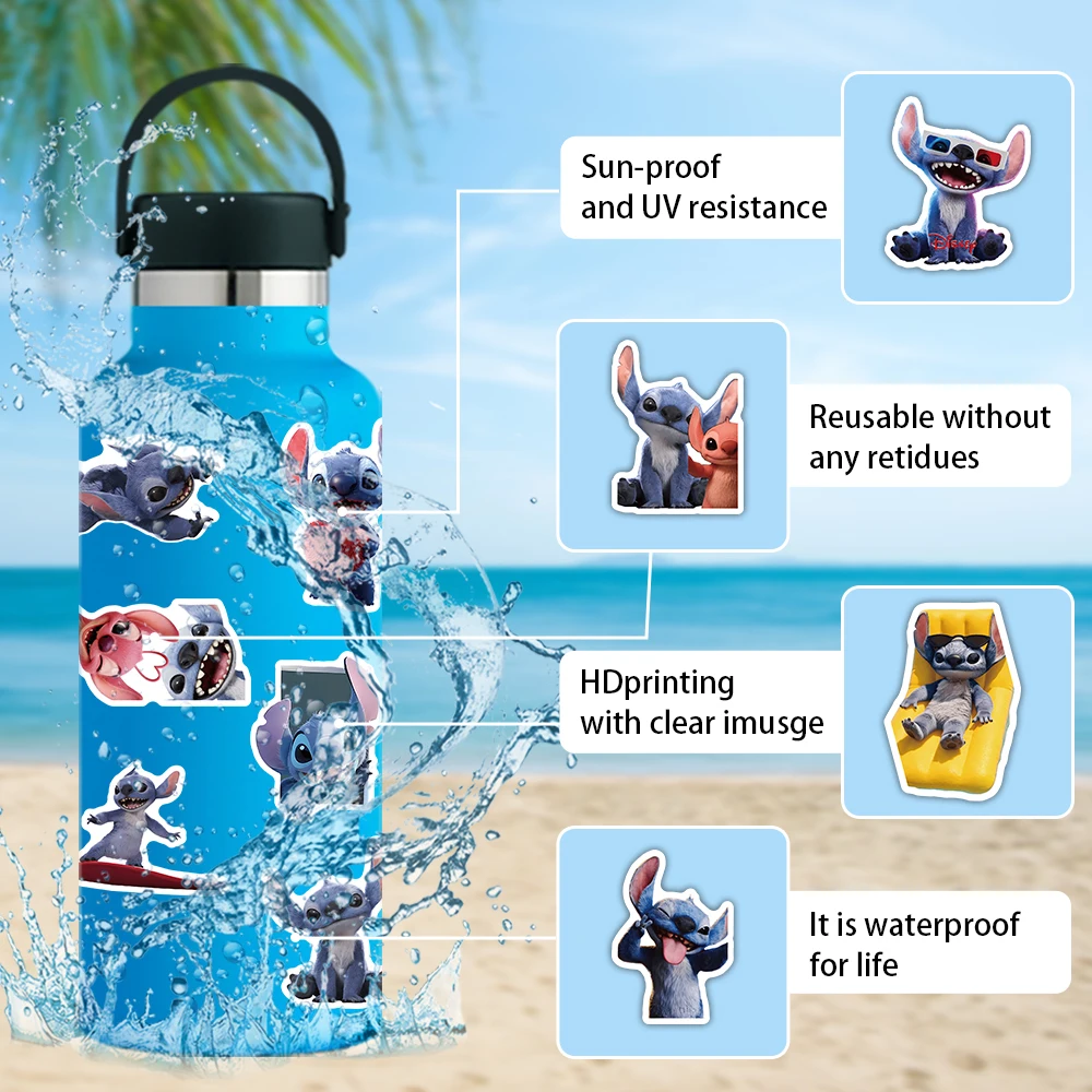 

10/30/50PCS Disney Cartoon Movie Stitch Sticker DIY Phone Laptop Luggage Skateboard Graffiti Decals Fun for Kid