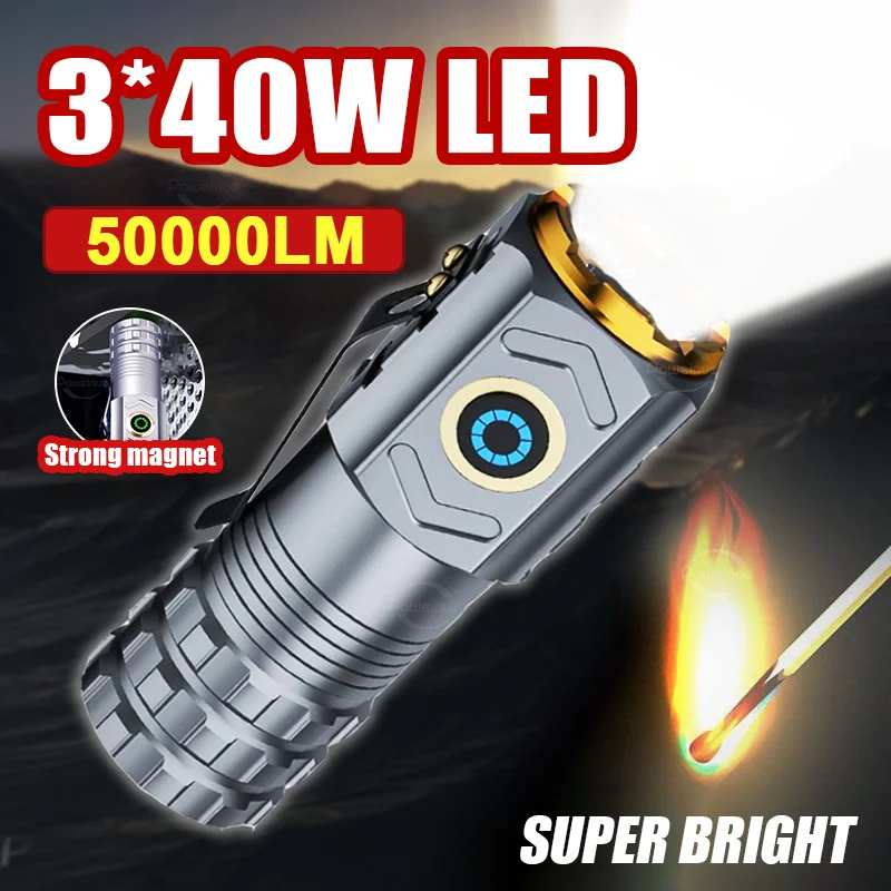 LED Strong Light Flashlight Rechargeable Multi functional For Long Range Portable Outdoor Home Mini Flashlight Cap Clip Light