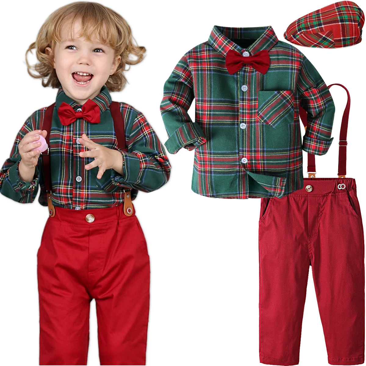 Christmas Outfit Toddler Boy Suit Valentine Day Photoshoot Gentleman Tuxedo Kid Red Xmas New Year Formal Attire Birthday Clothes