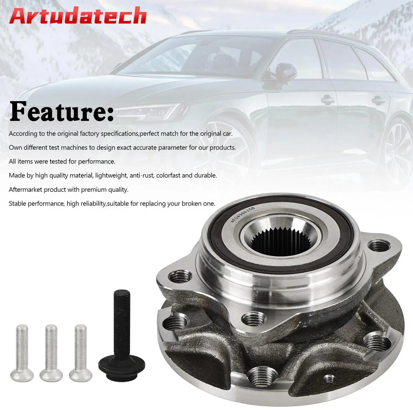 Artudatech Front Wheel Bearing Hub 4F0498625B For Audi A6 A6 Allroad C6 4F2 4F5 R8 422 423 Car Accessories