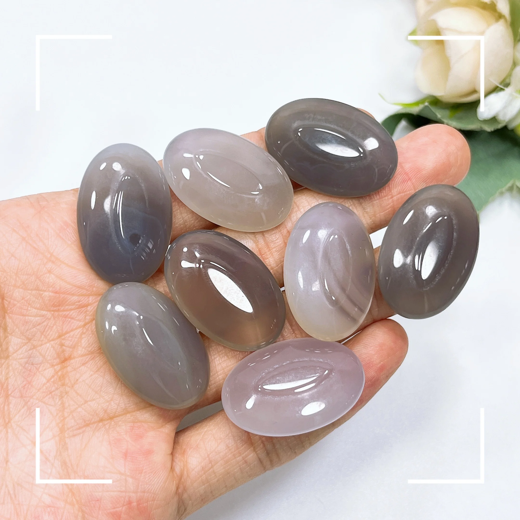 30x20MM Natural Gem Stone Agate Oval Cabochon Cameo Fit DIY Jewelry Making Home Aquarium Viewing Decoration