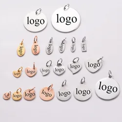 20pcs/lot Stainless Steel Customize logo Tags Charms for DIY Jewelry Making Personalized name logo disc 3 Colors