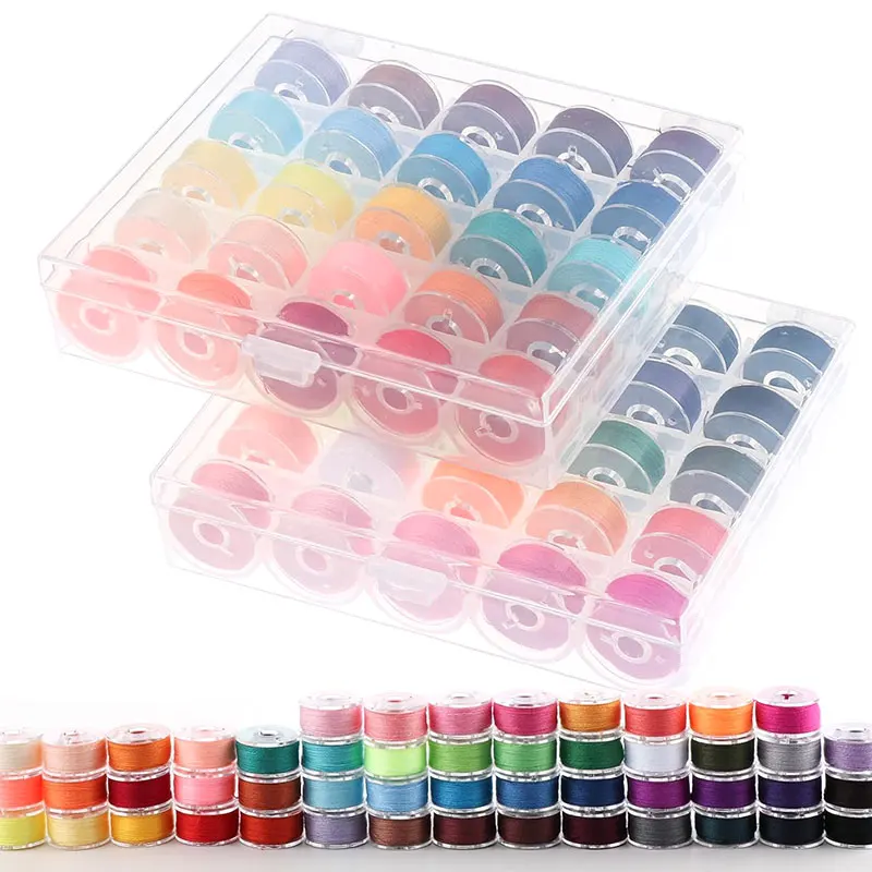 25Pcs Prewound Bobbins Sewing Thread with Case Sewing Bobbins Polyester Threads Compatible for Brother Embroidery Sewing Machine