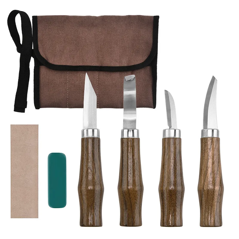 Wood Carving Chisel Knife Hand Tool Set 4/7PCS Basic Detailed Woodworkers Gouges Multi Purpose DIY Professional Alloy Steel