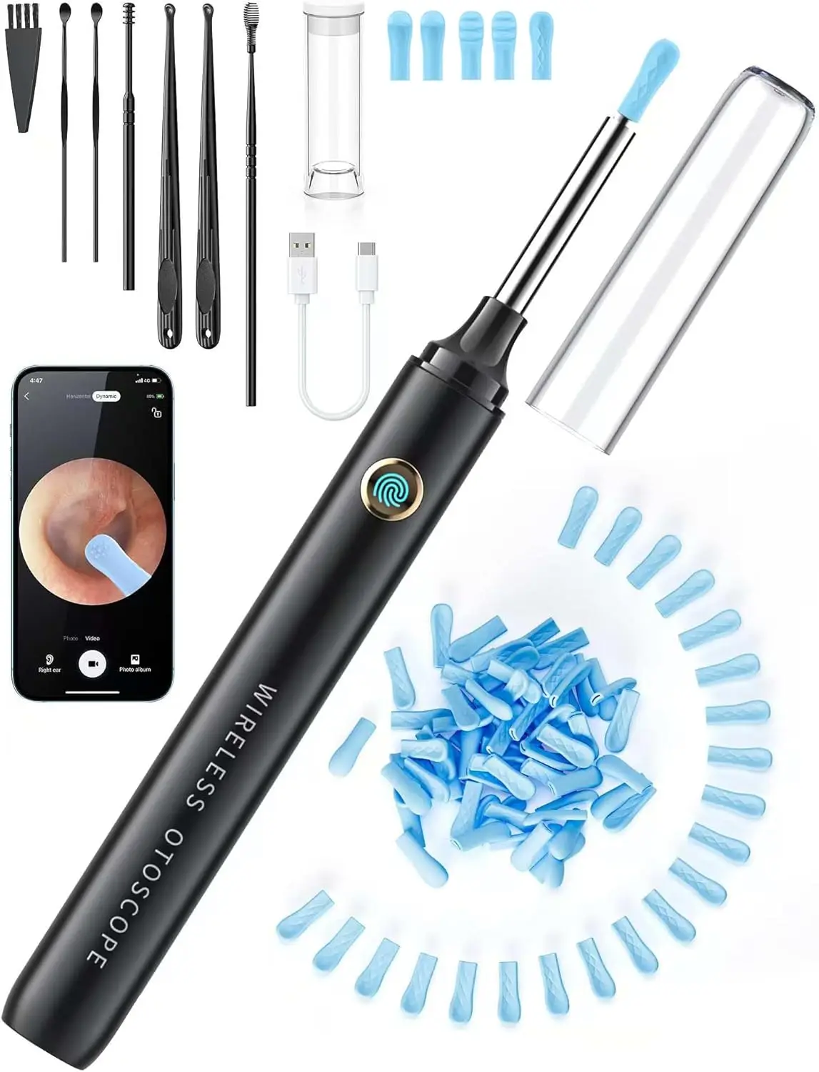 

Ear Wax Removal Tool with 1080P HD Camera, Otoscope Light, 50 Tips for iPhone iPad Android Phones