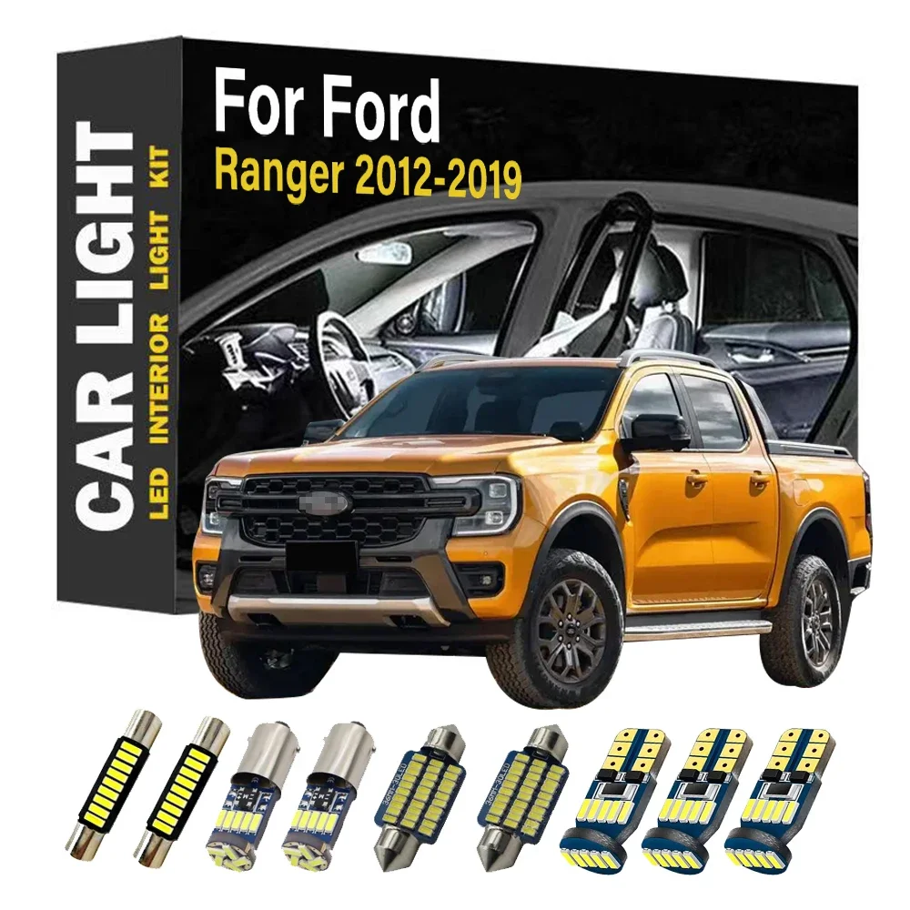 

12Pcs LED Interior Dome Map Light Kit For Ford Ranger 2012 2013 2014 2015 2016 2017 2018 2019 Sunvisor Lamp Accessories