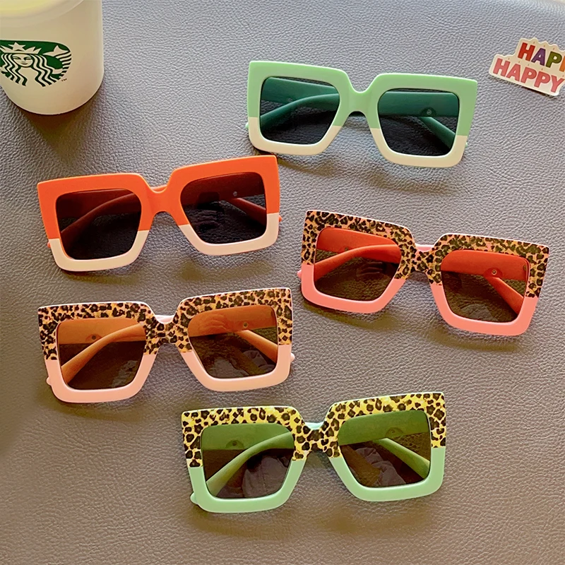 Baby Kids Cute Leopard Geometric Camouflage Sunglasses Children Personality Sun Protection Sunglasses Girls Boys UV400 Glasses