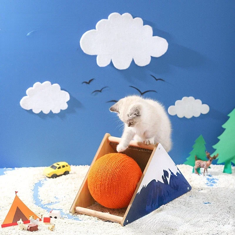 Large Cat Scratching Board Snow Mountain Upright Triangle Cat Tree Multi-Functional Scratching Board Sisal Hemp Toy Supplies